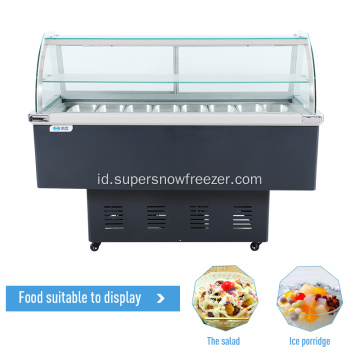 Freezer Komersial SS Panci Salad Cold Display Counter